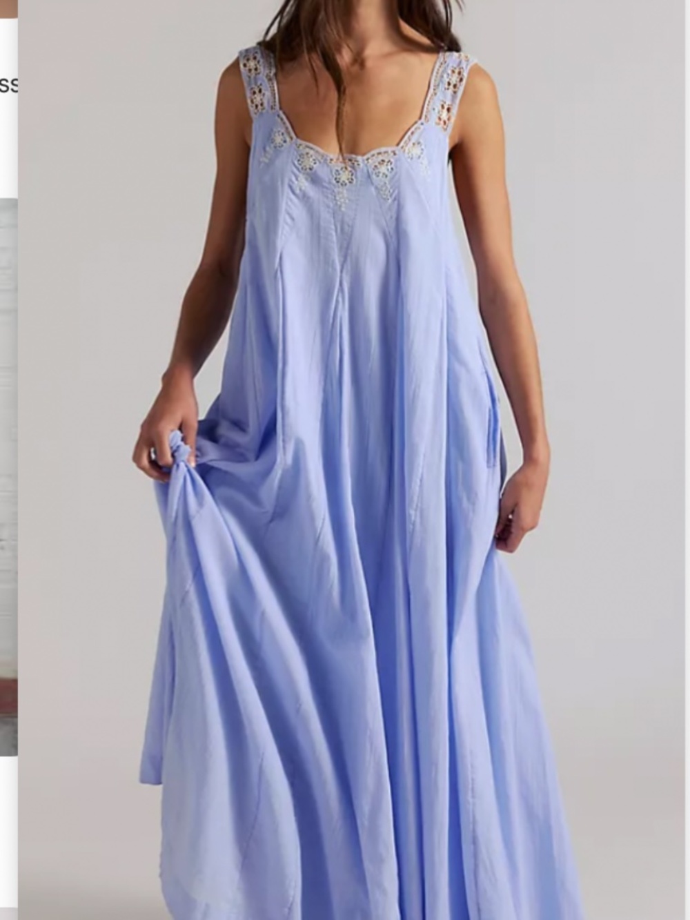 Free People To The Moon Maxi Dress in Poplin Blue Sz XL EUC $168R - Picture 7 of 11